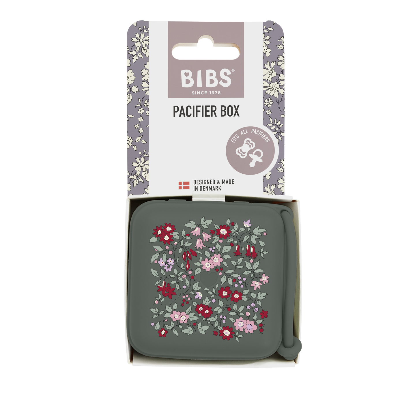 Pudełko na smoczek BIBS x LIBERTY – Chamomile Lawn Pine