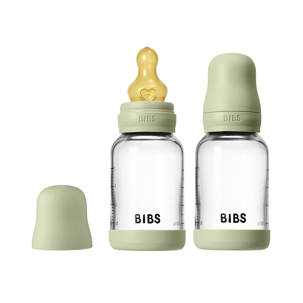 Baby Glass Bottle Set 120ml 2 Pack Latex - Sage - BIBS