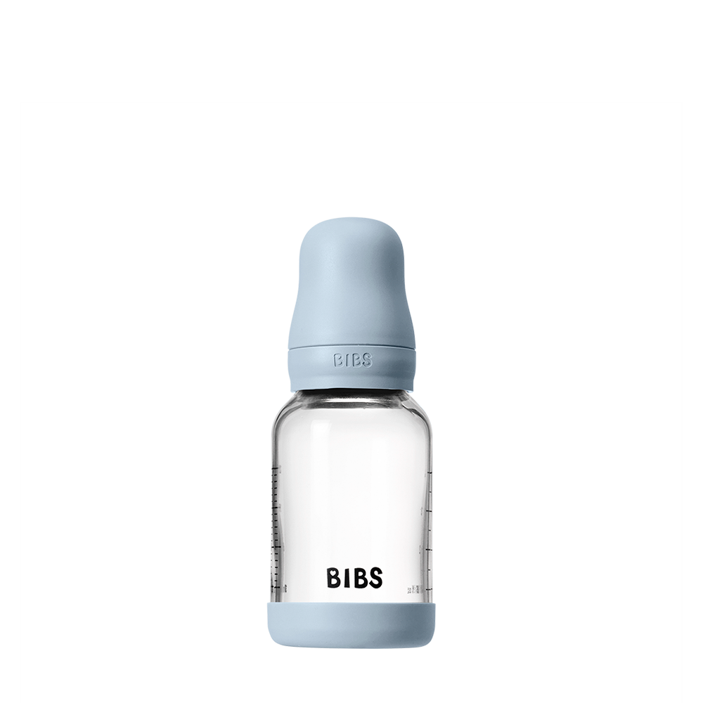 Baby Glass Bottle Set 120ml Silicone - Baby Blue