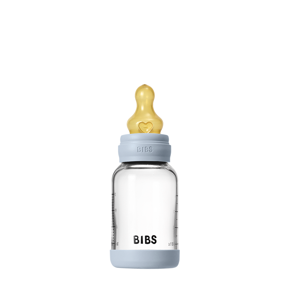 Baby Glass Bottle Set 120ml Latex - Baby Blue