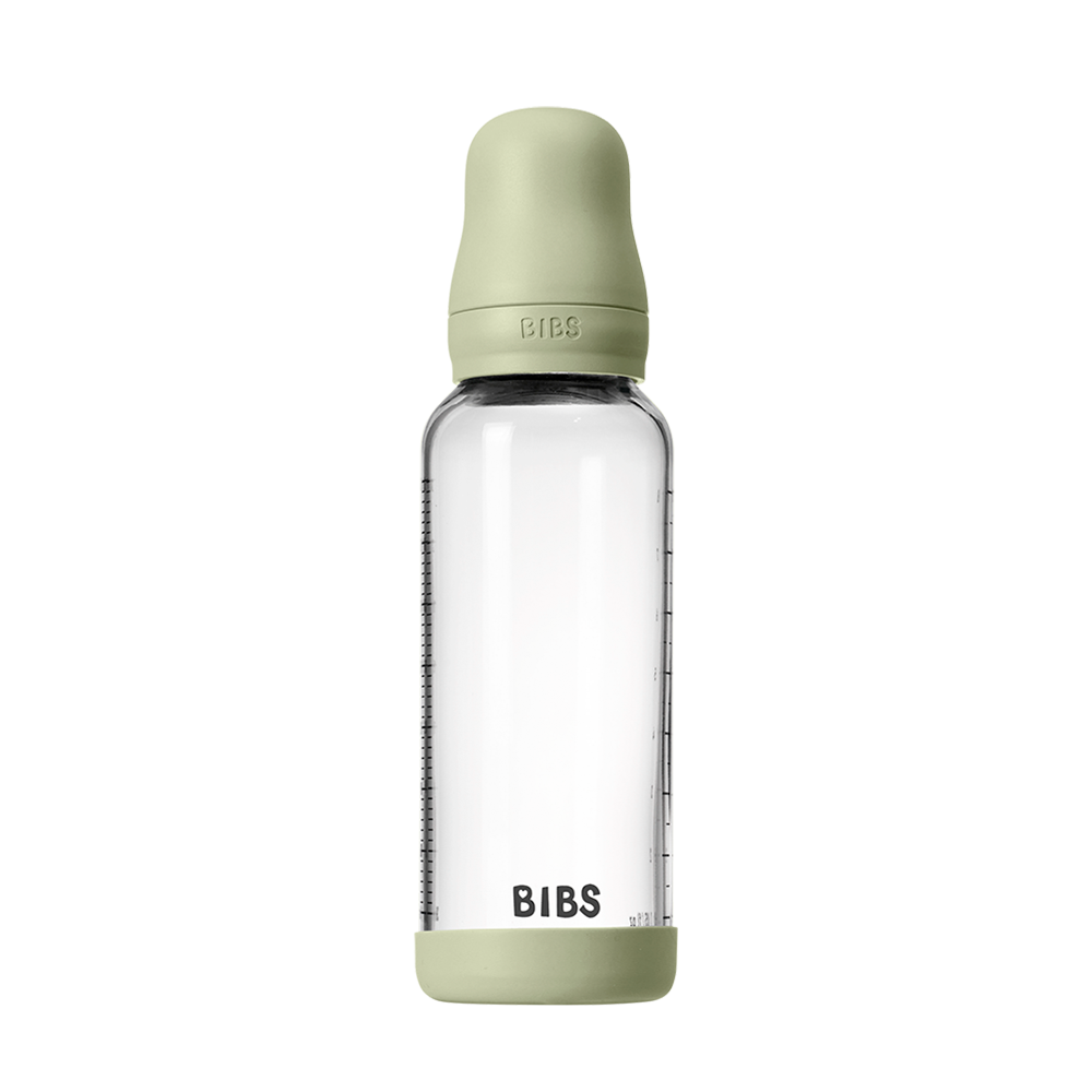 Baby Glass Bottle Set 240ml Silicone - Sage
