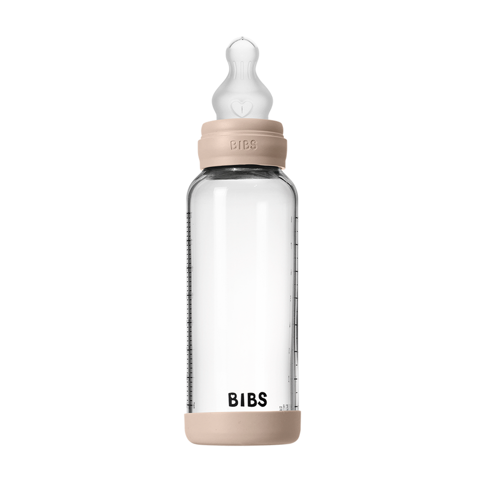 Baby Glass Bottle Set 240ml Silicone - Blush