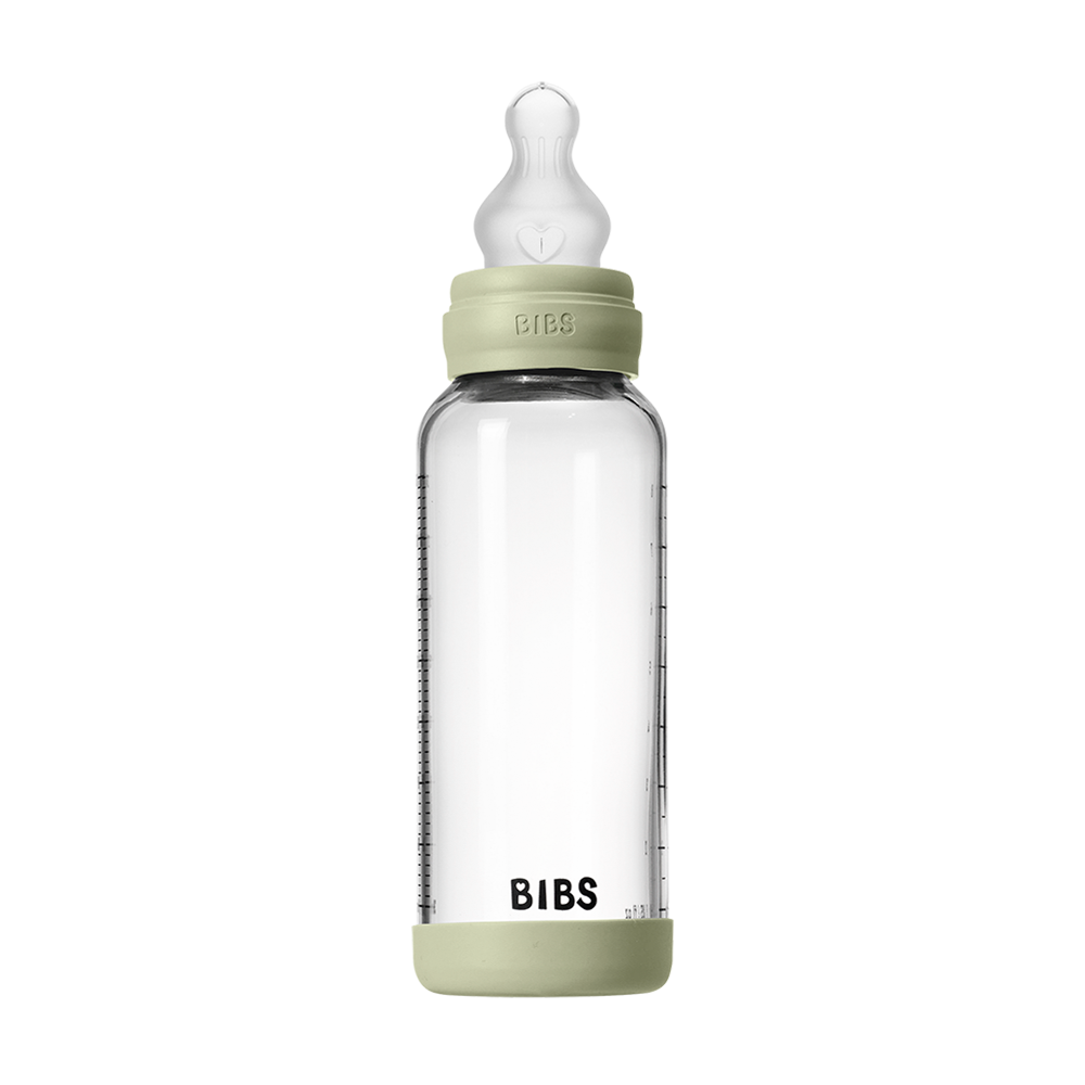 Baby Glass Bottle Set 240ml Silicone - Sage