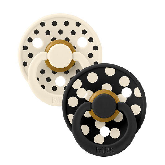 STUDIO Colour Pacifiers 2 Pack Polka - Ivory/Black