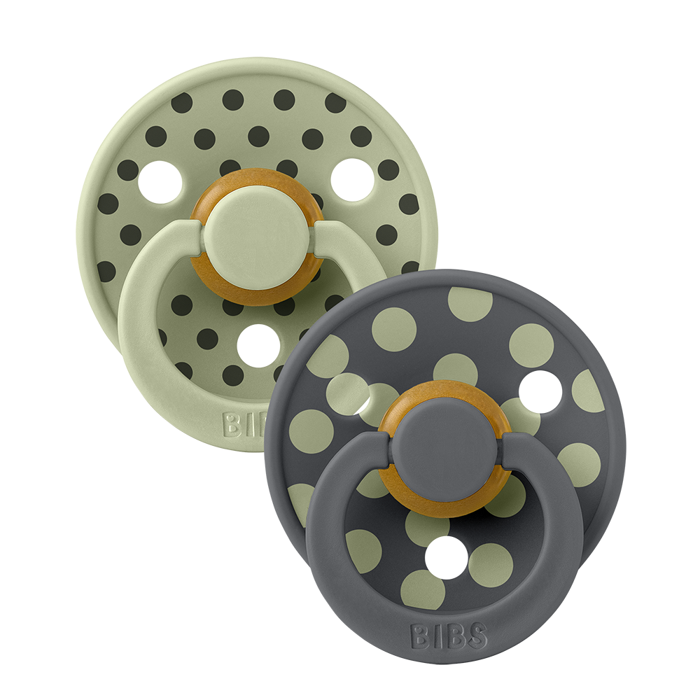 STUDIO Colour Pacifiers 2 Pack Polka - Sage/Iron