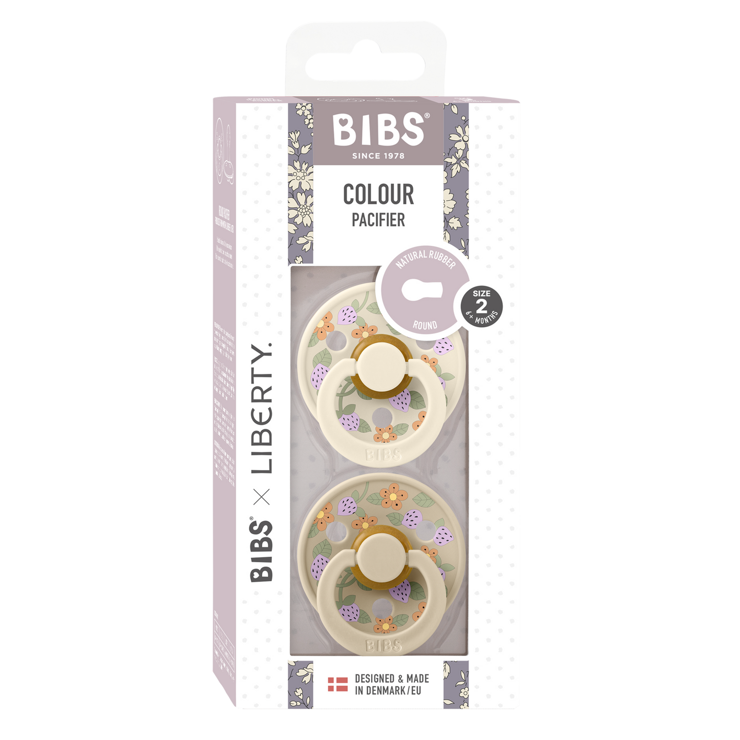 BIBS x LIBERTY Colour 2 Pack Strawberries and Cream - Ivory Mix