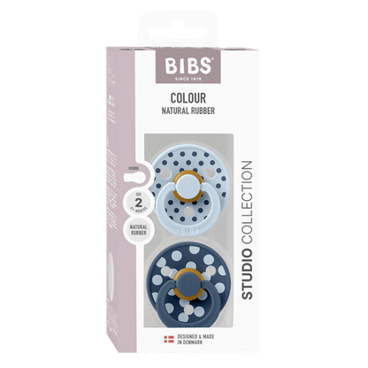 STUDIO Colour Pacifiers 2 Pack Polka - Baby Blue/Steel Blue