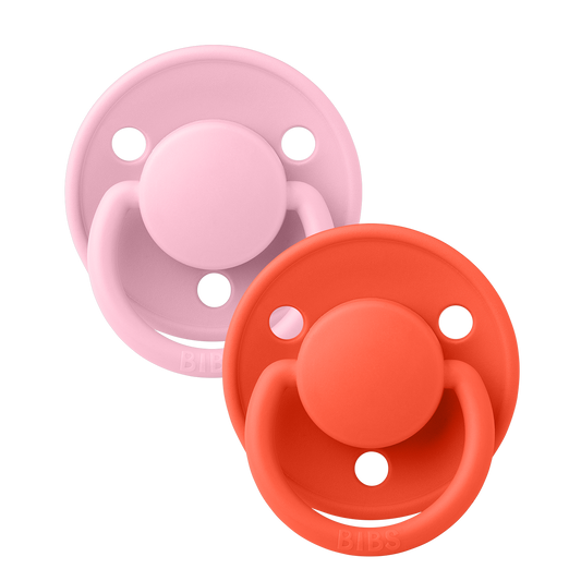 De Lux Pacifiers 2 Pack - Baby Pink/Tango