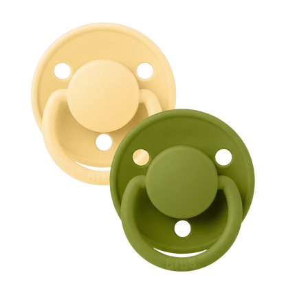 De Lux Pacifiers 2 Pack - Pale Butter/Wasabi