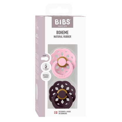 Boheme Pacifiers 2 Pack - Baby Pink/Plum
