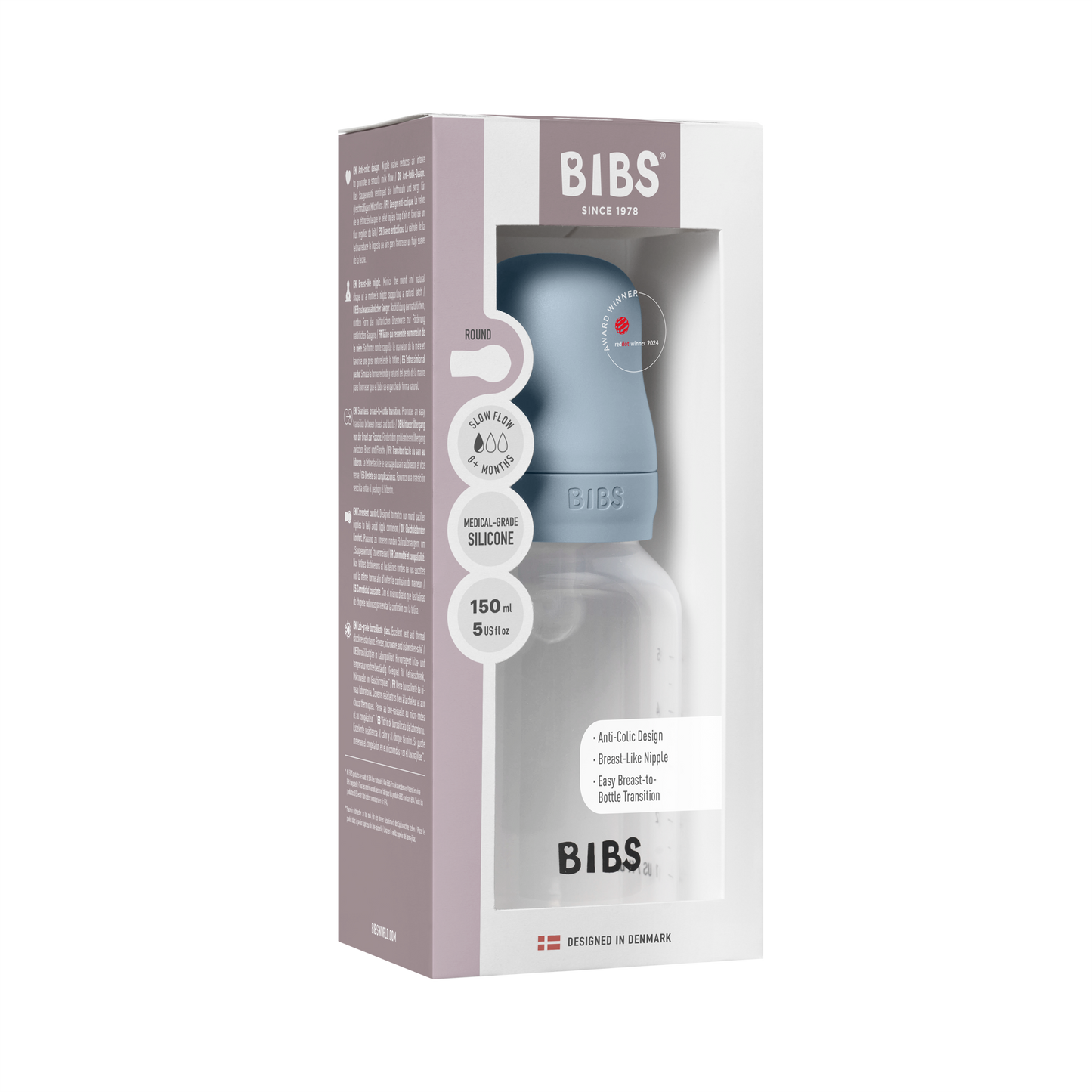 Coffret complet de biberons en silicone 150 ml - Bleu bébé