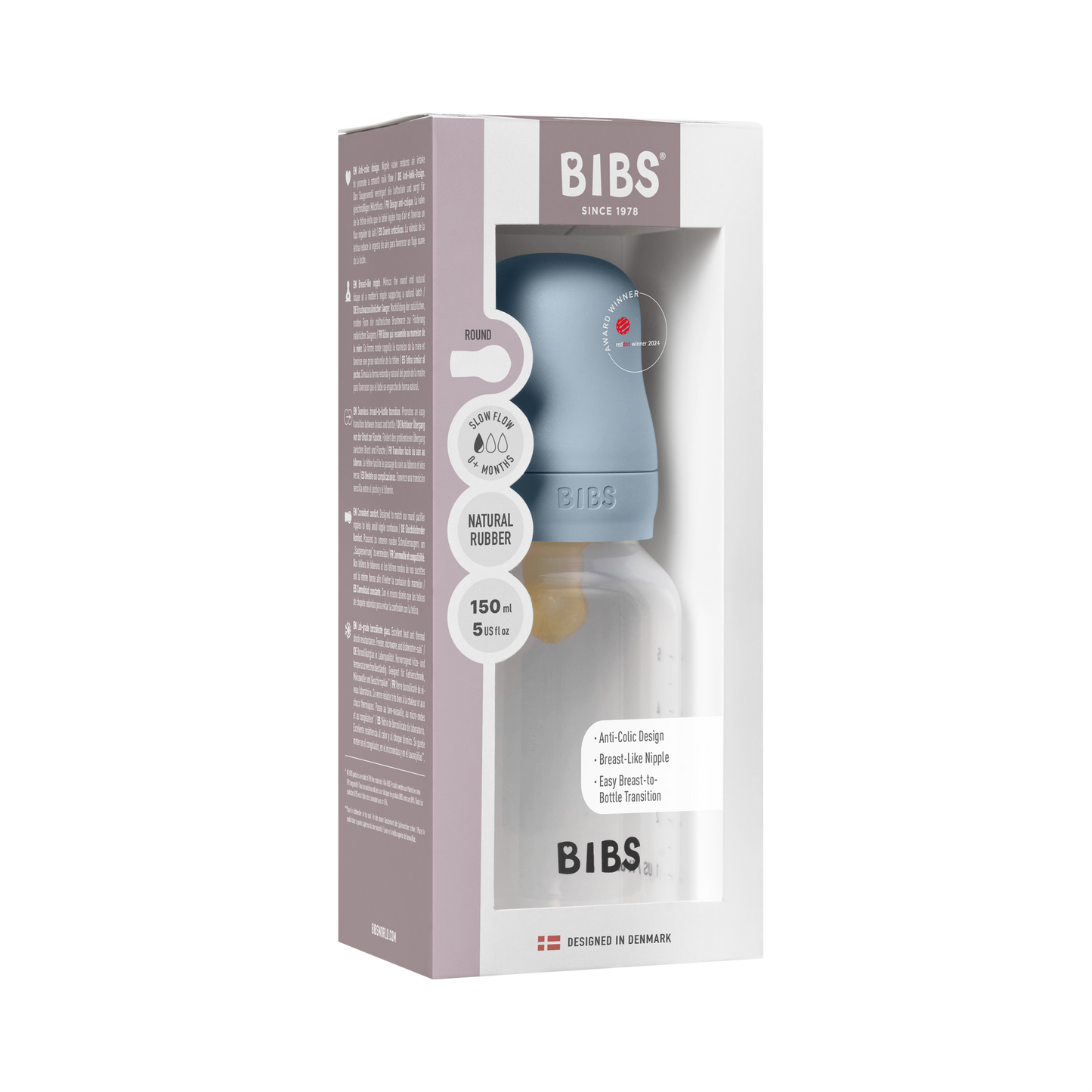 Coffret complet de biberons 150 ml en latex - Bleu bébé