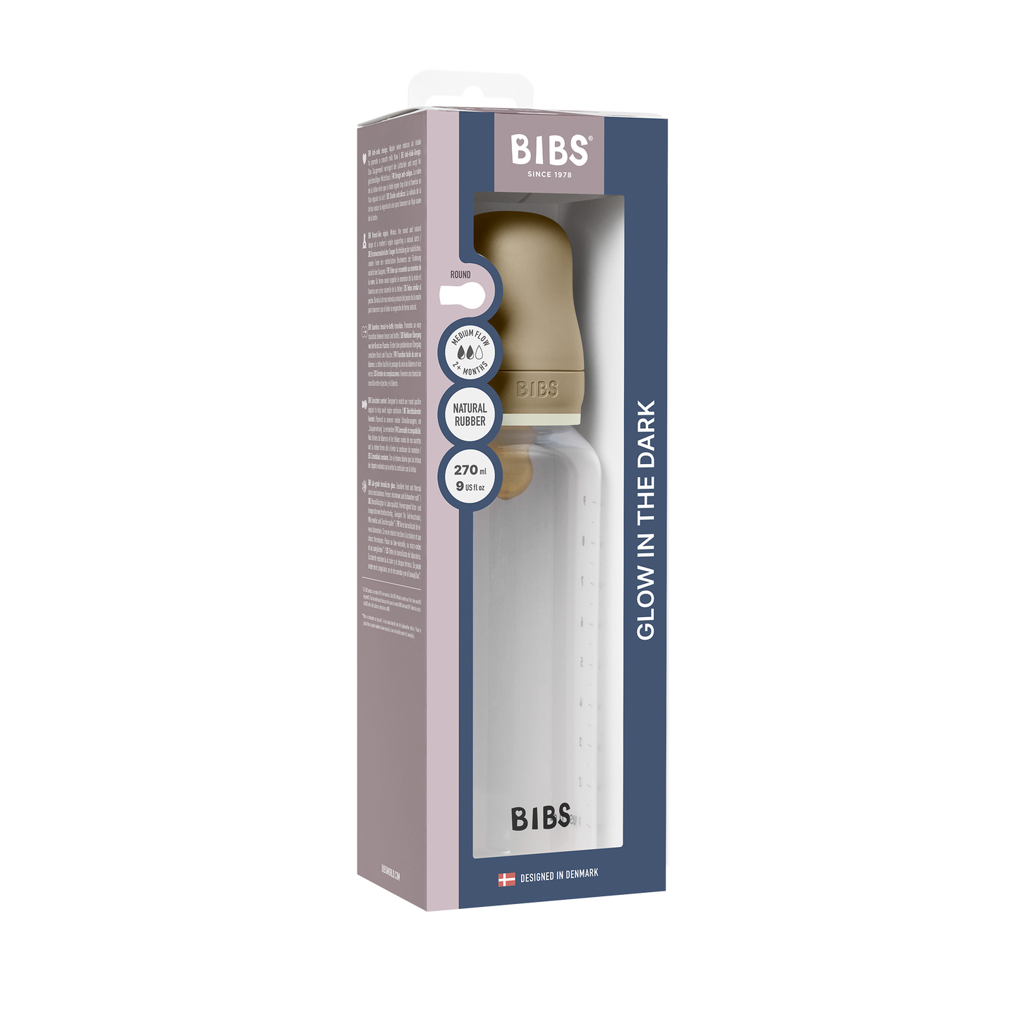 Baby BPA-Free PP Bottle Glow Set 270ml Latex - Vanilla