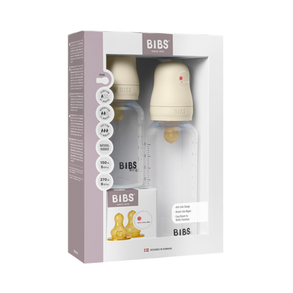 Biberon bébé en PP sans BPA – Kit naissance Grow and Flow 150 ml/270 ml Latex – Ivoire
