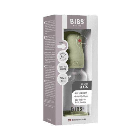 Baby Glass Bottle Set 120ml Silicone - Sage