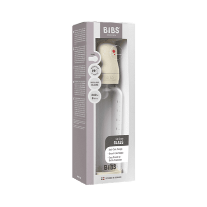 Baby Glass Bottle Set 240ml Silicone - Ivory