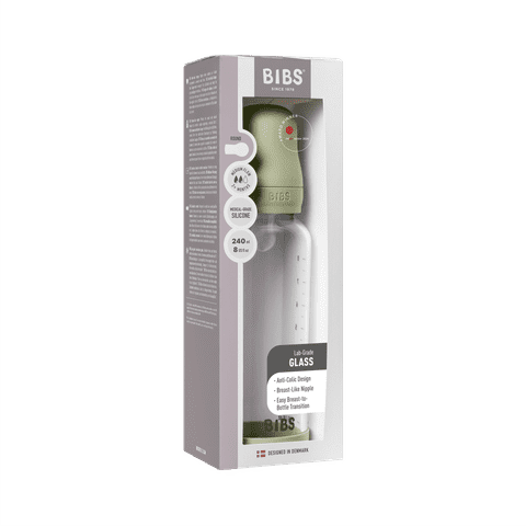 Baby Glass Bottle Set 240ml Silicone - Sage