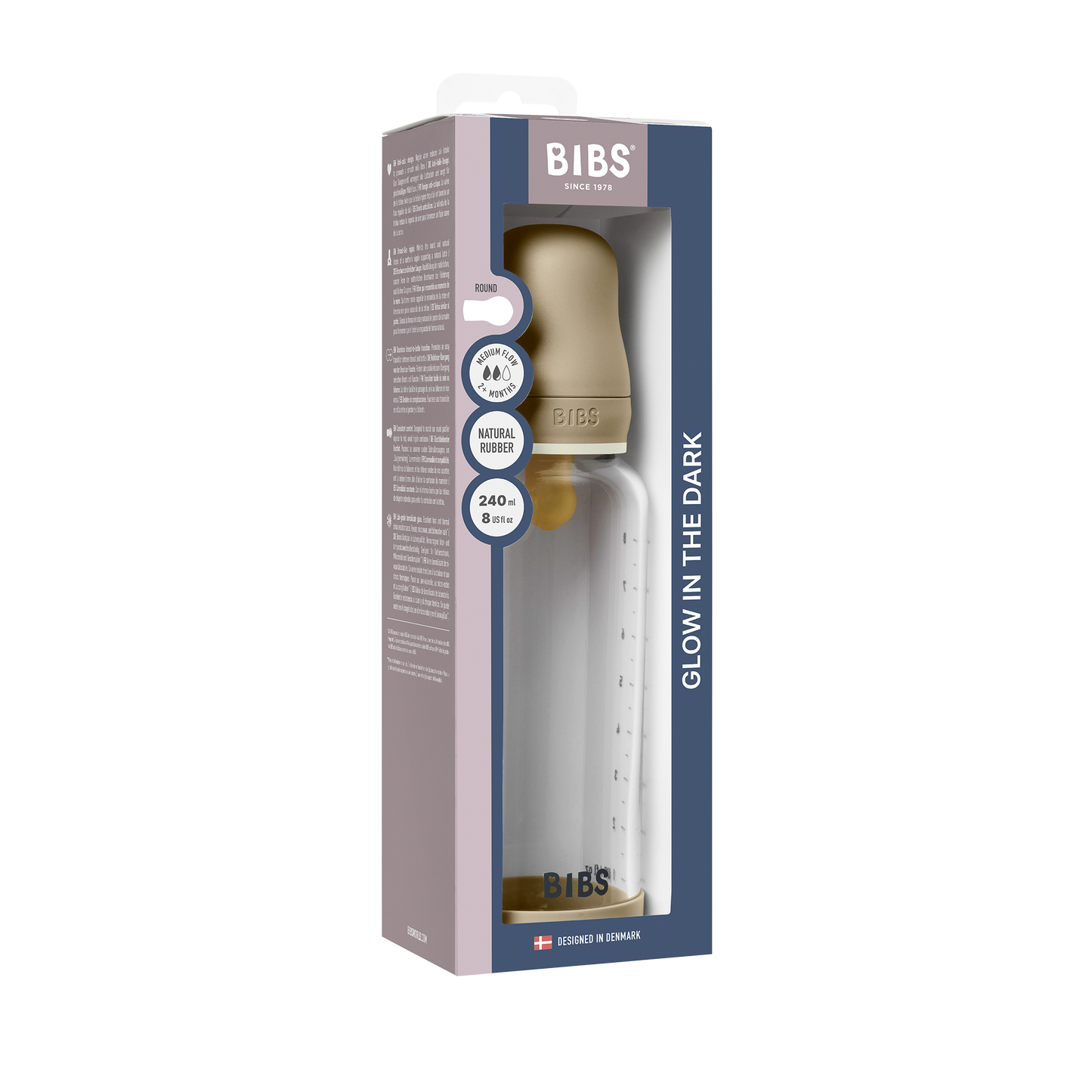 Baby Glass Bottle Glow Set 240ml Latex - Vanilla