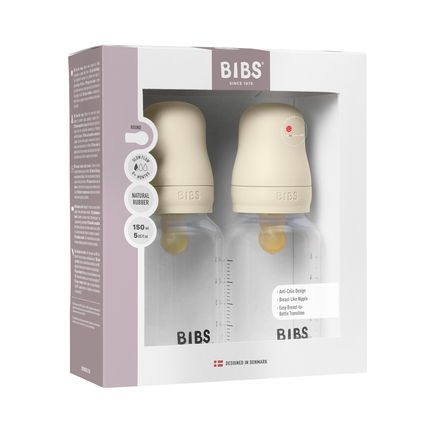 Lot de 2 biberons en latex 150 ml - Ivoire