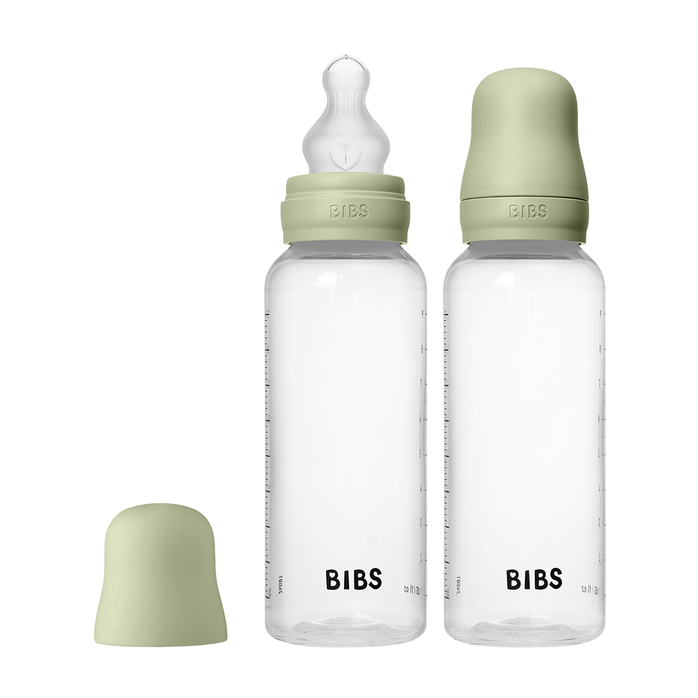 Baby BPA-Free PP Bottle Set 270ml 2 Pack Silicone - Sage - BIBS