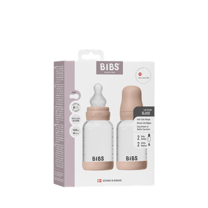 Lot de 2 biberons en verre de 120 ml en silicone – Blush