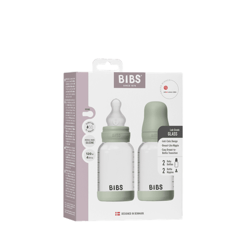 Lot de 2 biberons en verre de 120 ml en silicone – Sauge