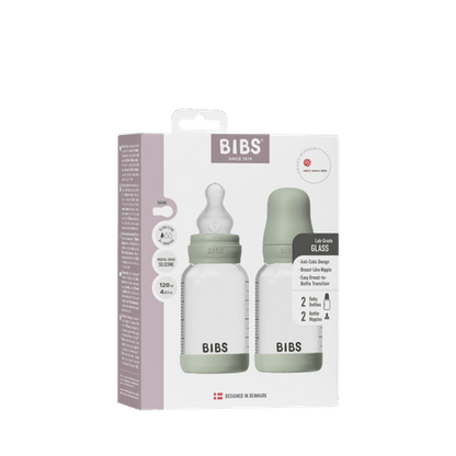 Lot de 2 biberons en verre de 120 ml en silicone – Sauge