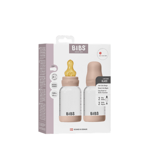 Set de 2 biberons en verre 120 ml en latex - Blush