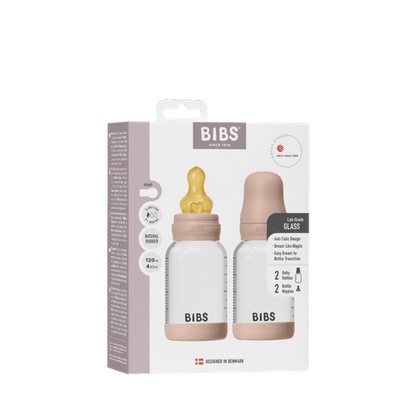 Set de 2 biberons en verre 120 ml en latex - Blush