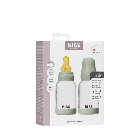 Biberon en verre, lot de 2 x 120 ml, latex – Sauge