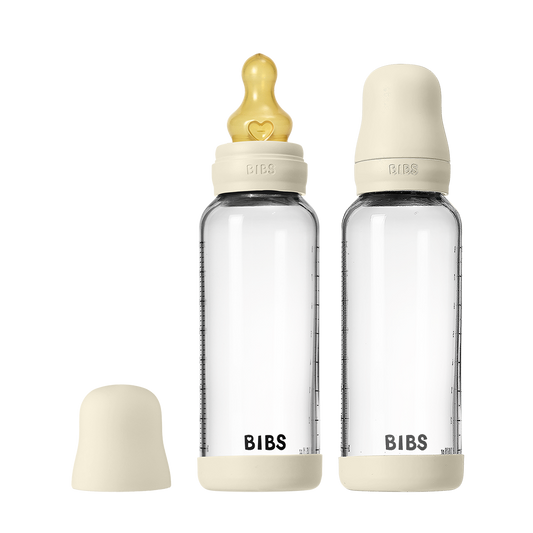 Baby Glass Bottle Set 240ml 2 Pack Latex - Ivory - BIBS