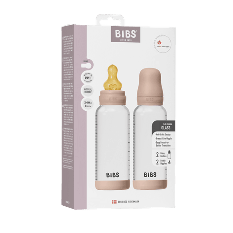 Biberon en verre, lot de 2, 240 ml, tétine en latex - Blush