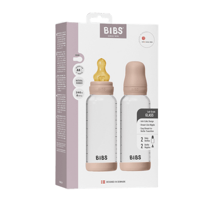 Biberon en verre, lot de 2, 240 ml, tétine en latex - Blush