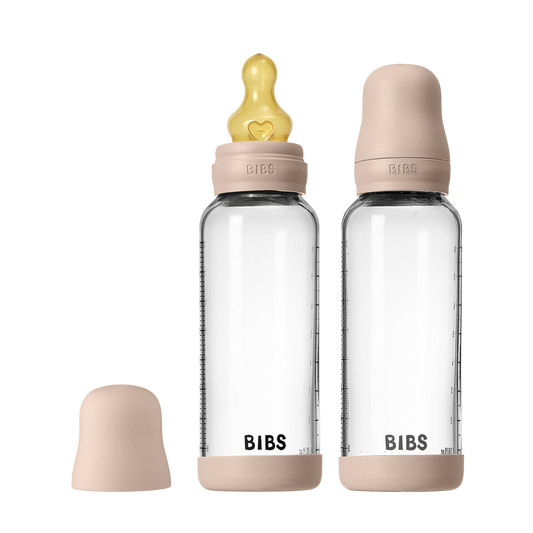 Baby Glass Bottle Set 240ml 2 Pack Latex - Blush - BIBS