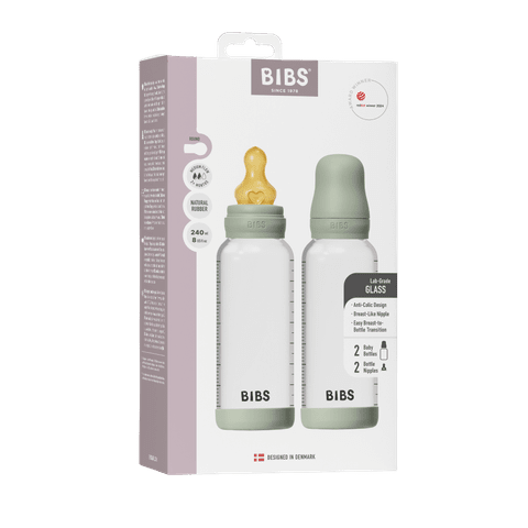 Lot de 2 Biberons en Verre 240ml en Latex - Sauge