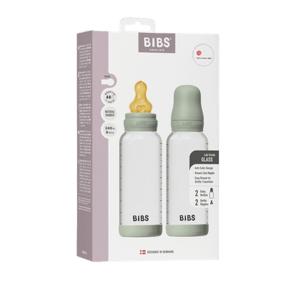Lot de 2 Biberons en Verre 240ml en Latex - Sauge