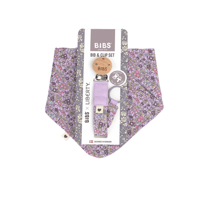 BIBS x LIBERTY Bib & Clip Set Chamomile Lawn - Violet Sky - BIBS