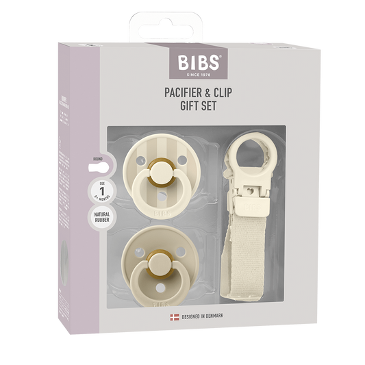 Colour Pacifier & Loop Clip Gift Set - Ivory
