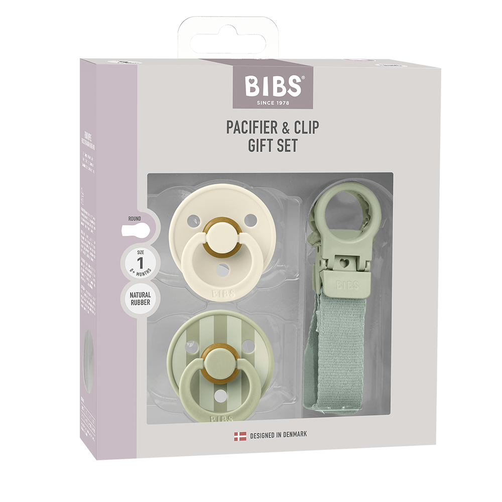 Colour Pacifier & Loop Clip Gift Set - Sage