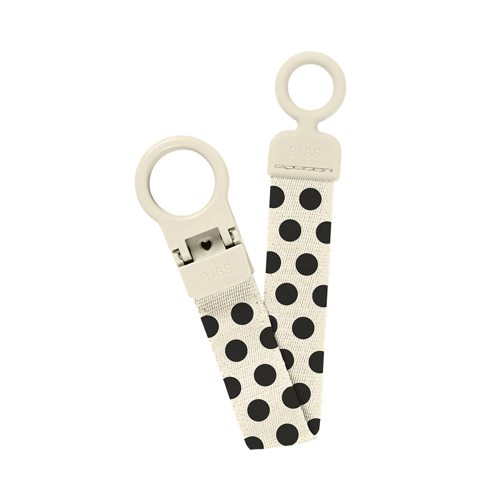 STUDIO Pacifier Clip Loop Polka - Ivory/Black