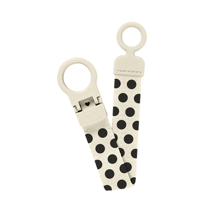 Attache-tétine STUDIO boucle Polka - Ivoire/Noir