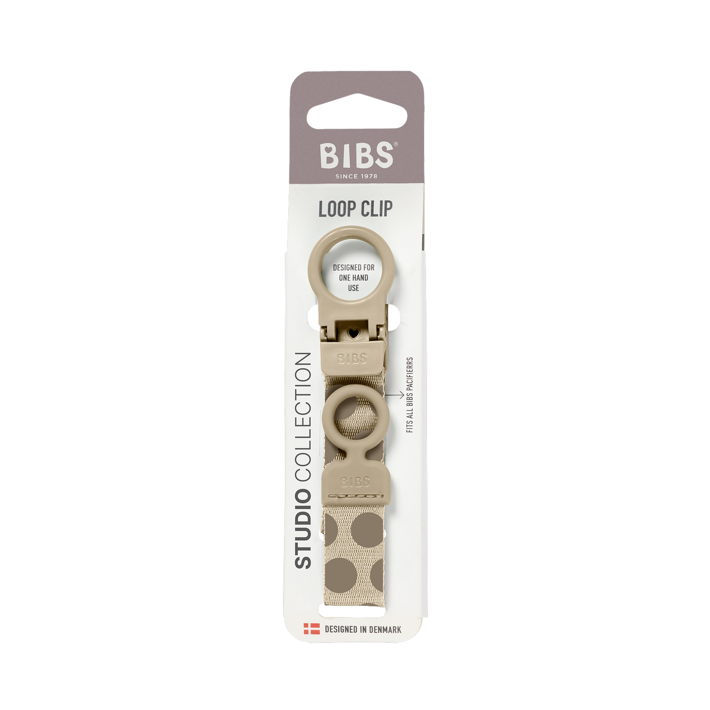 STUDIO Pacifier Clip Loop Polka - Vanilla/Dark Oak