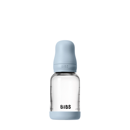 Baby Glass Bottle Set 120ml Silicone - Baby Blue