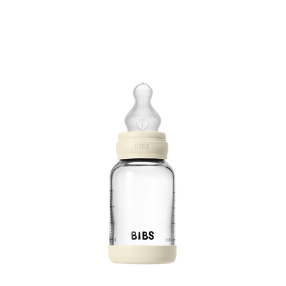 Baby Glass Bottle Set 120ml Silicone - Ivory