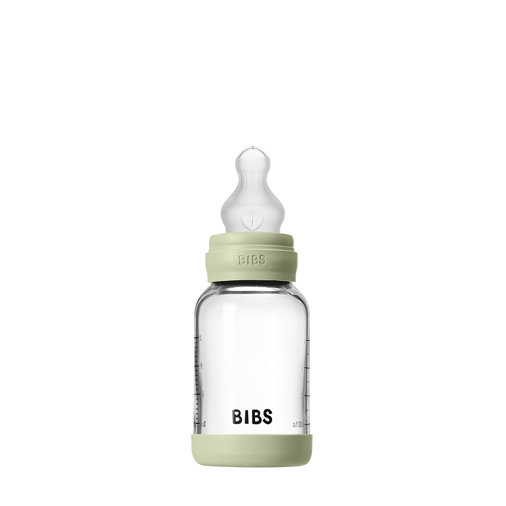 Baby Glass Bottle Set 120ml Silicone - Sage