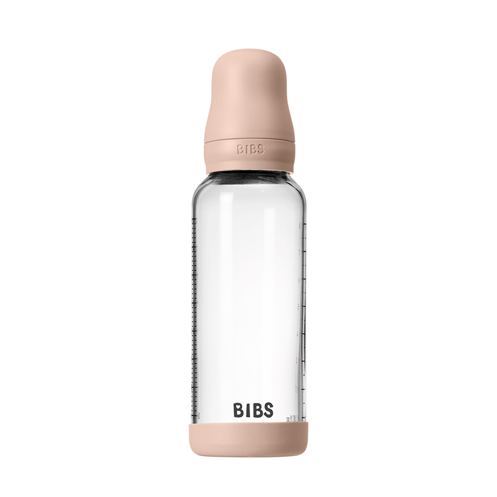 Baby Glass Bottle Set 240ml Silicone - Blush