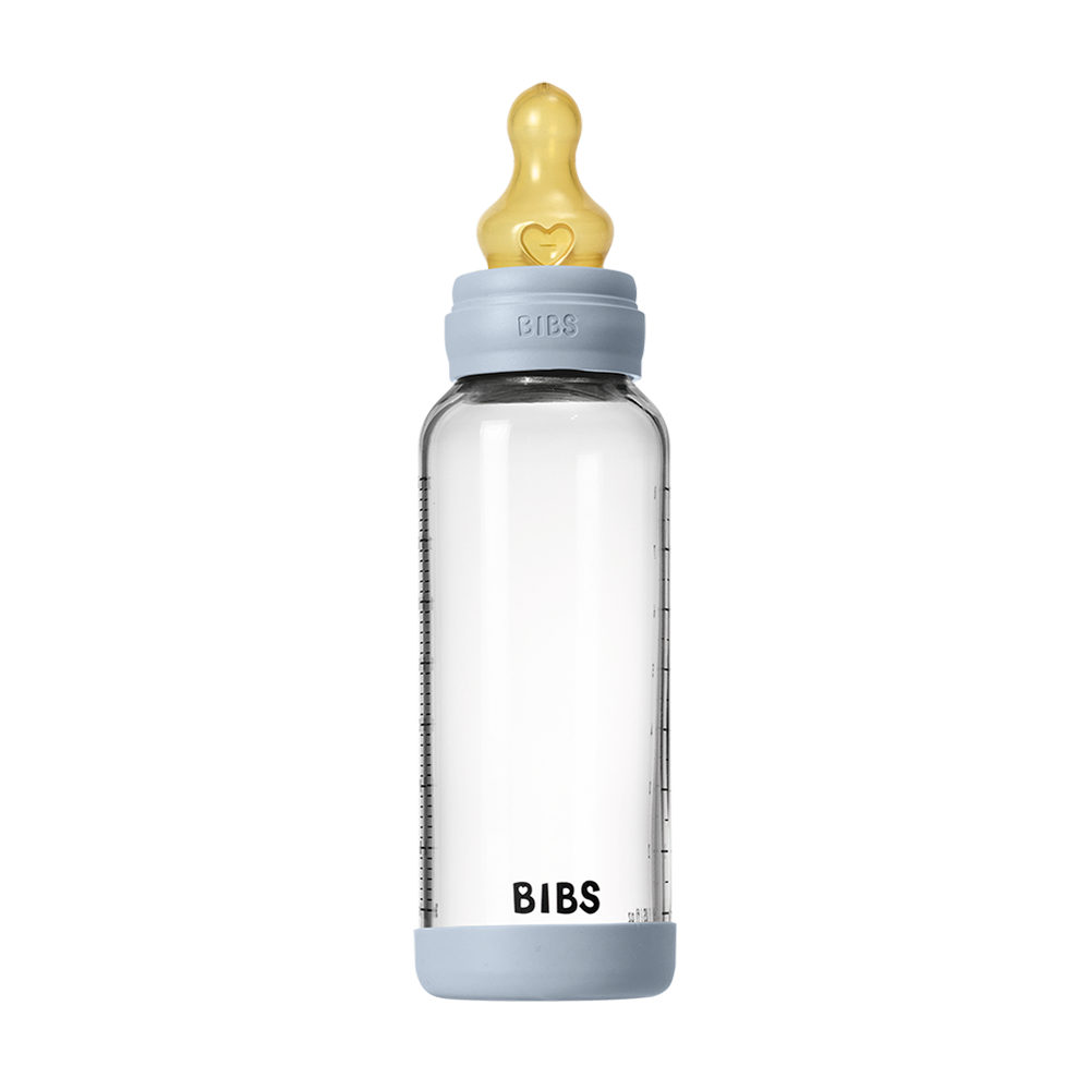 Baby Glass Bottle Set 240ml Latex - Baby Blue