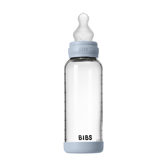Baby Glass Bottle Set 240ml Silicone - Baby Blue