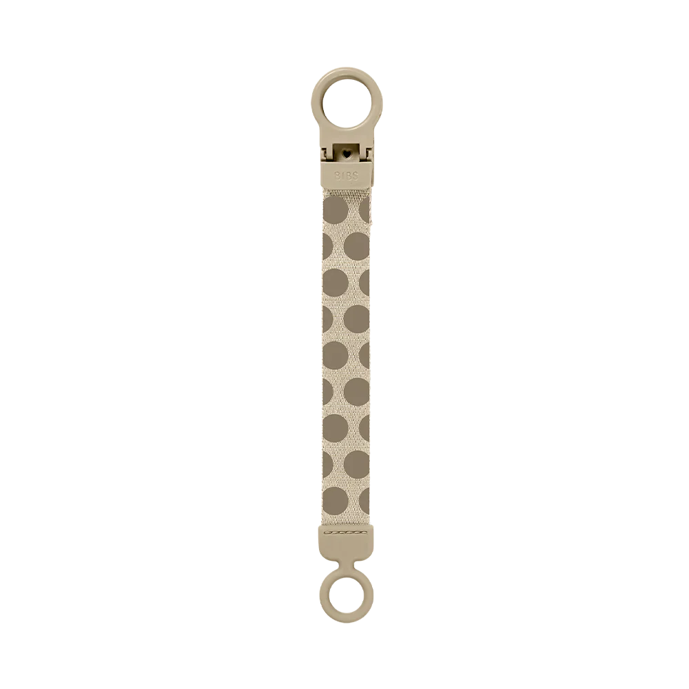 STUDIO Pacifier Clip Loop Polka - Vanilla/Dark Oak - BIBS