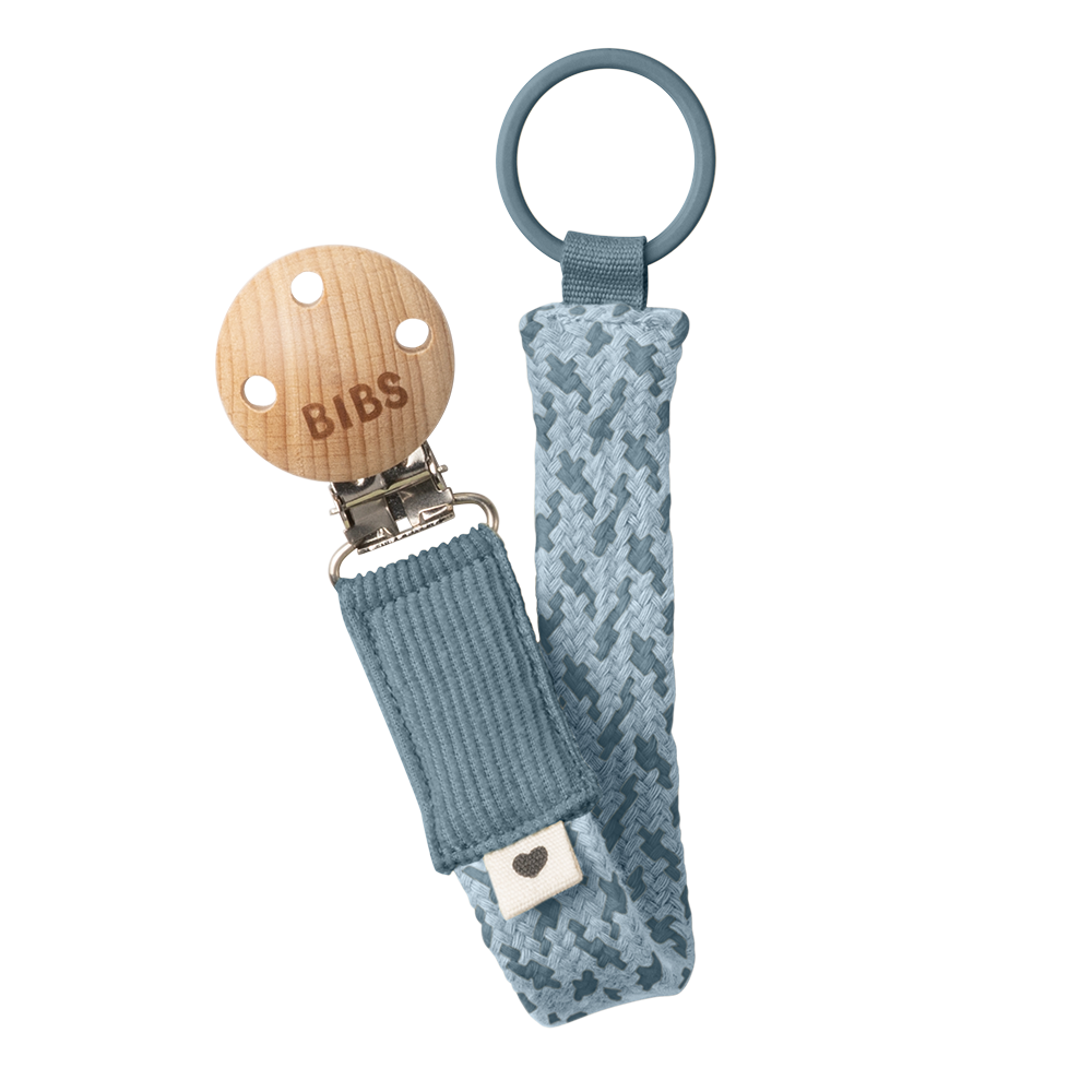 Attache-tétine bleu pétrole/bleu bébé